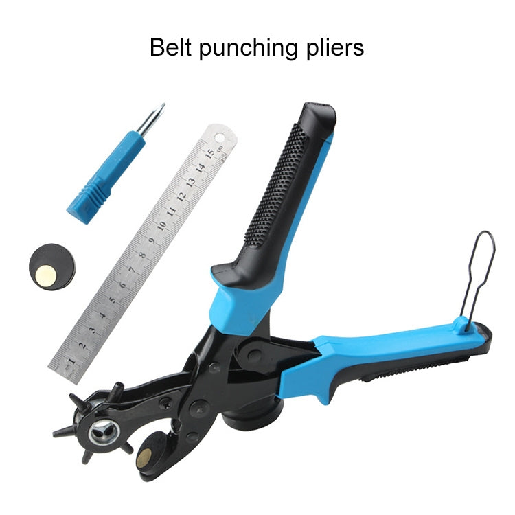 Multifunctional Belt Hole Puncher with 6 Holes Leather Hole Punch for Leather Belts Cards Paper Fabric(Blue) - Binding Supplies by PMC TechLife | Online Shopping South Africa | PMC TechLife