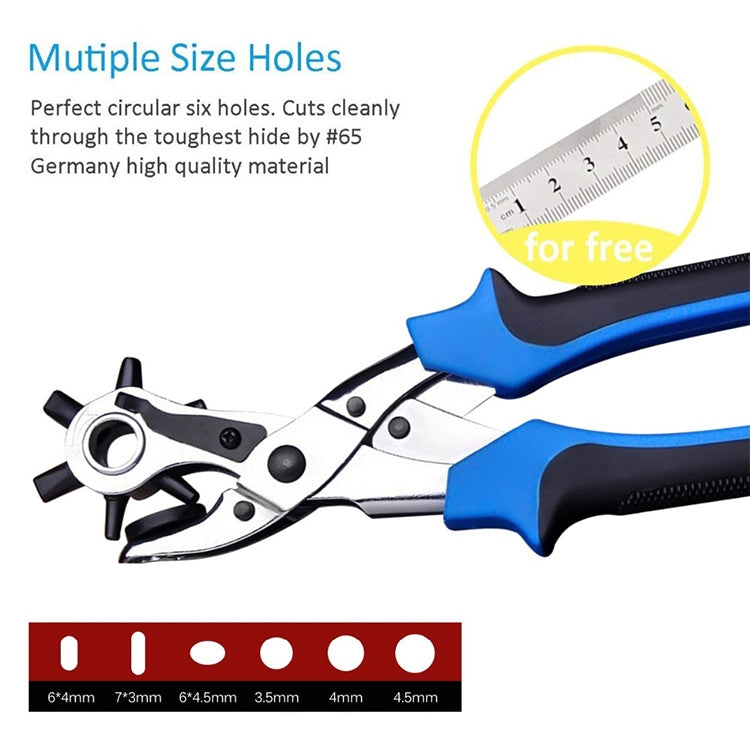 Multifunctional Belt Hole Puncher with 6 Holes Leather Hole Punch for Leather Belts Cards Paper Fabric(Blue) - Binding Supplies by PMC TechLife | Online Shopping South Africa | PMC TechLife