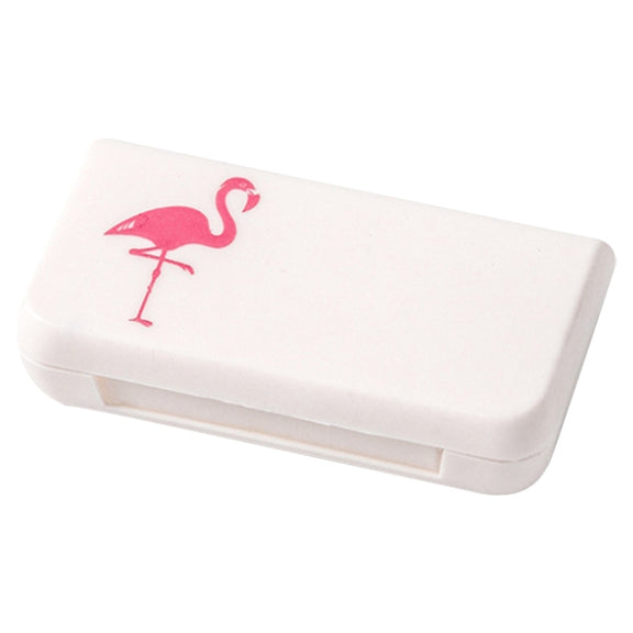 2 PCS Portable Mini Pill Case 3 Grids Travel Home Drugs Container Holder Cases Storage Box(Flamingo)