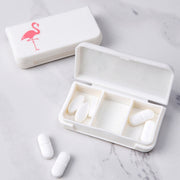 2 PCS Portable Mini Pill Case 3 Grids Travel Home Drugs Container Holder Cases Storage Box(Flamingo)