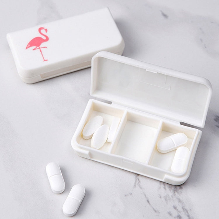 2 PCS Portable Mini Pill Case 3 Grids Travel Home Drugs Container Holder Cases Storage Box(Flamingo)