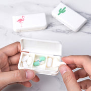 2 PCS Portable Mini Pill Case 3 Grids Travel Home Drugs Container Holder Cases Storage Box(Flamingo)