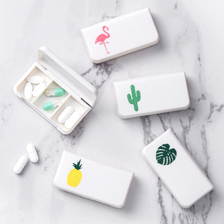 2 PCS Portable Mini Pill Case 3 Grids Travel Home Drugs Container Holder Cases Storage Box(Flamingo)