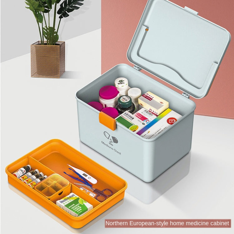 Jinlongxing 9659 Mini Household Plastic Portable Medicine Storage Box, Size:21x15x15.3cm(Blue)
