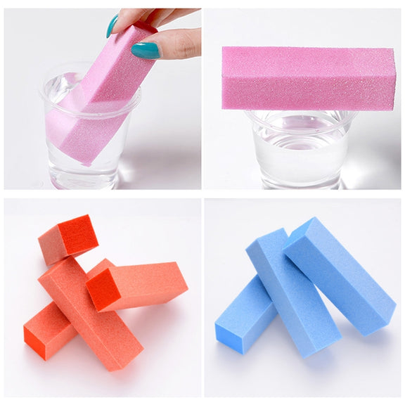 10 PCS Tofu Block Nail Polish Four Squares High Elastic Cotton Manicure Sand Block (Pink)