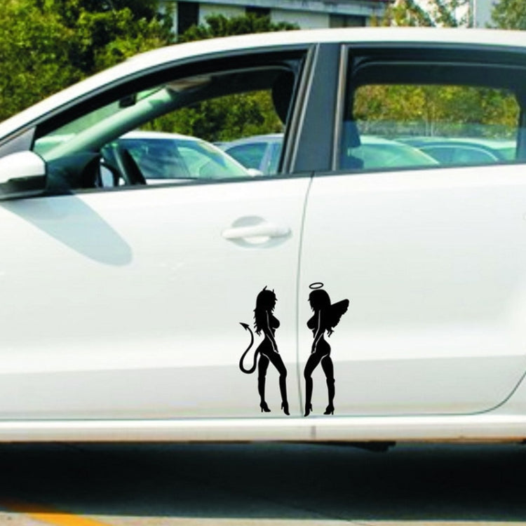 10 PCS QYPF ANGEL DEVIL Sexy Girl Car Sticker Car Styling Decal, Size: 18x14cm(Black)