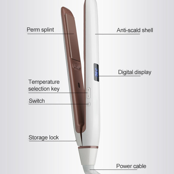 Hair Straightener Iron LED Display Ceramic Coating Plate Ionic Curling Iron, Plug Standard:EU