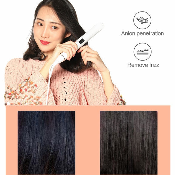 Hair Straightener Iron LED Display Ceramic Coating Plate Ionic Curling Iron, Plug Standard:EU