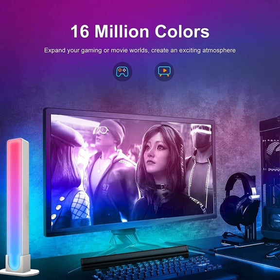 2pcs/box RGB Desktop Background Music Rhythm Pickup Ambient Light, Version: Bluetooth(UK Plug)