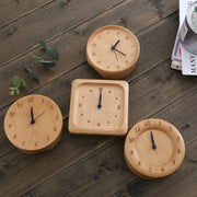 Simple Home Study Solid Wood Decorative Bedside Beech Alarm Clock(Round Borderless Numbers)
