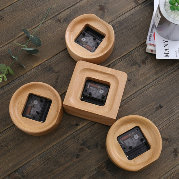 Simple Home Study Solid Wood Decorative Bedside Beech Alarm Clock(Square Figures)
