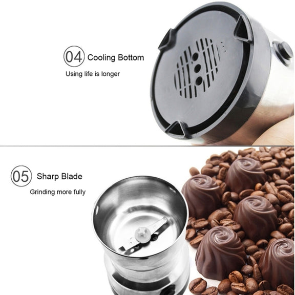 Multi-functional Coffee Grinder Stainless Electric Bean Grinder Herbal Medicine Grinding Machine, US Plug