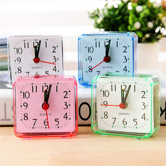 Square Alarm Clock Transparent Case Compact Digital Mini Bedroom Bedside Office Electronic Clock(Blue)