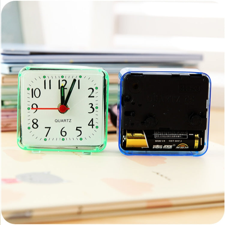 Square Alarm Clock Transparent Case Compact Digital Mini Bedroom Bedside Office Electronic Clock(Blue)
