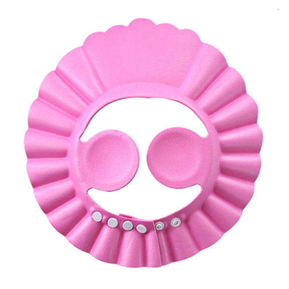 5 PCS Safe Baby Shower Cap Kids Bath Visor Hat Adjustable Baby Shower Cap Protect Eyes Hair Wash Shield for Children Water-resistant Cap Pink+earflaps