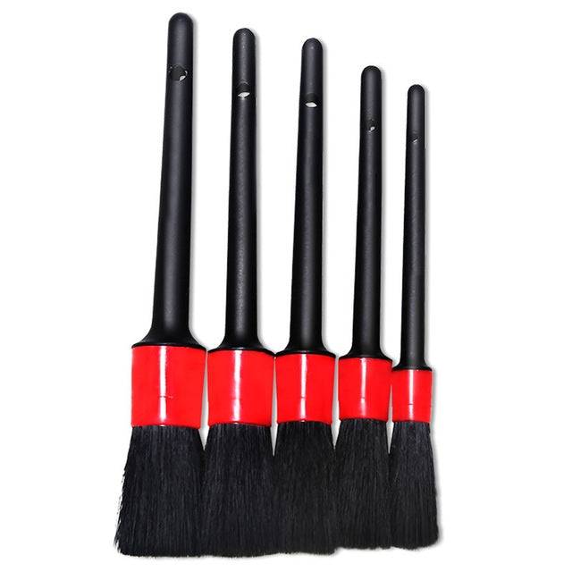 5 in 1 Car Detailing Brush Cleaning Natural Boar Hair Brushes Auto Detail Tools Products Wheels Dashboard,Random Color Delivery - Car washing supplies by PMC TechLife | Online Shopping South Africa | PMC TechLife