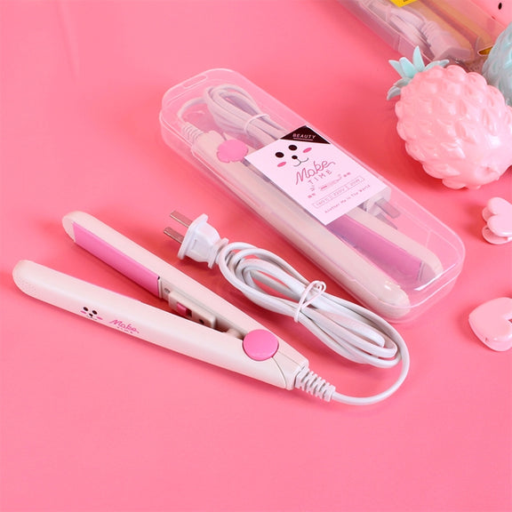 Mini Professional Hair Tools Smoothing Corrugated Travel Straightening Irons(Coffee Bear)