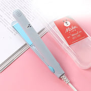 Mini Professional Hair Tools Smoothing Corrugated Travel Straightening Irons(Light Blue Bear)
