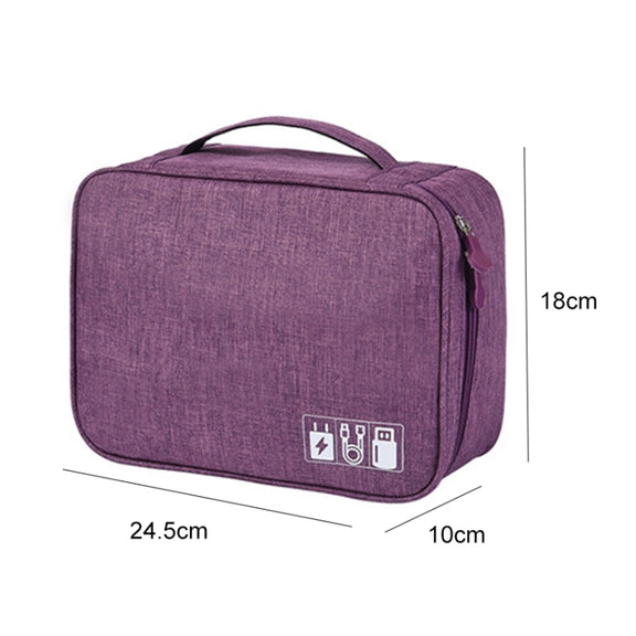 Digital Cable Bag Men Portable Travel Gadgets Pouch Power Cord Charger Headset Organizer(Purple)