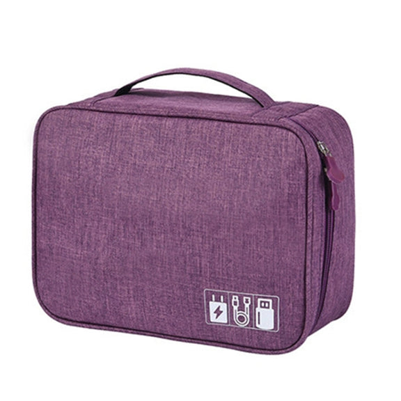 Digital Cable Bag Men Portable Travel Gadgets Pouch Power Cord Charger Headset Organizer(Purple)