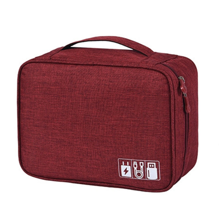 Digital Cable Bag Men Portable Travel Gadgets Pouch Power Cord Charger Headset Organizer(Wine red) - Storage Bags by PMC TechLife | Online Shopping South Africa | PMC TechLife | Buy Now Pay Later Mobicred