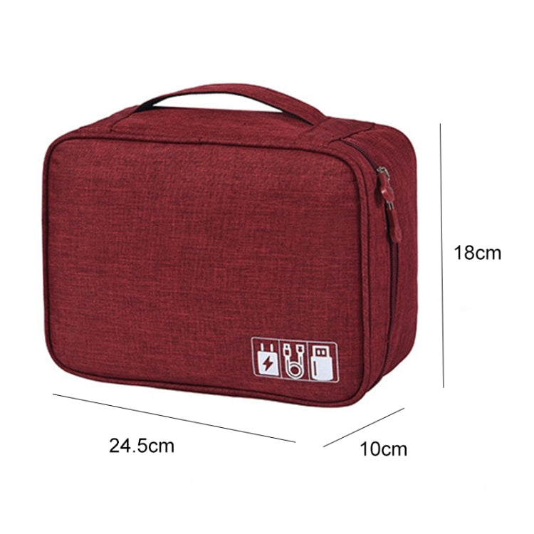Digital Cable Bag Men Portable Travel Gadgets Pouch Power Cord Charger Headset Organizer(Wine red) - Storage Bags by PMC TechLife | Online Shopping South Africa | PMC TechLife | Buy Now Pay Later Mobicred