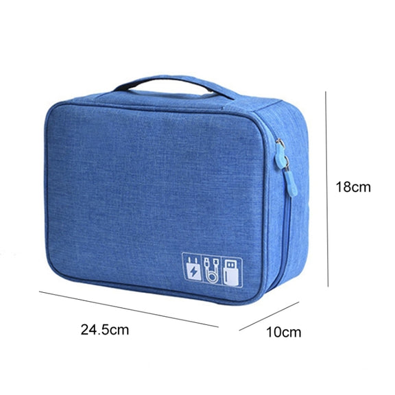 Digital Cable Bag Men Portable Travel Gadgets Pouch Power Cord Charger Headset Organizer(Sky blue)