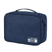 Digital Cable Bag Men Portable Travel Gadgets Pouch Power Cord Charger Headset Organizer(Navy)
