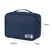 Digital Cable Bag Men Portable Travel Gadgets Pouch Power Cord Charger Headset Organizer(Navy)