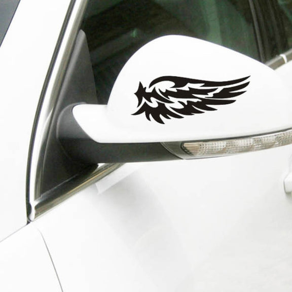 5 PCS Guardian Angel Wings Lovely Reflective Car Stickers Fashion Car Rearview Mirror Decal (Black)