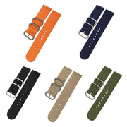 Washable Nylon Canvas Watchband, Band Width:18mm(Black with Silver Ring Buckle)