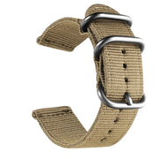 Washable Nylon Canvas Watchband, Band Width:20mm(Khaki with Silver Ring Buckle)
