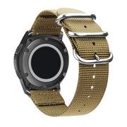Washable Nylon Canvas Watchband, Band Width:20mm(Khaki with Silver Ring Buckle)