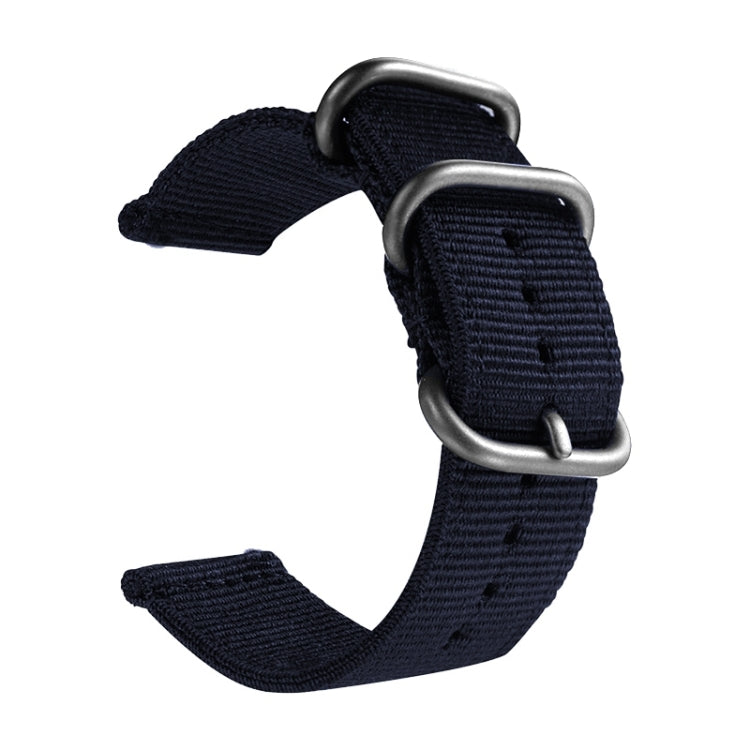 Washable Nylon Canvas Watchband, Band Width:22mm(Dark Blue with Silver Ring Buckle) - free shipping - PMC TechLife - Order now!