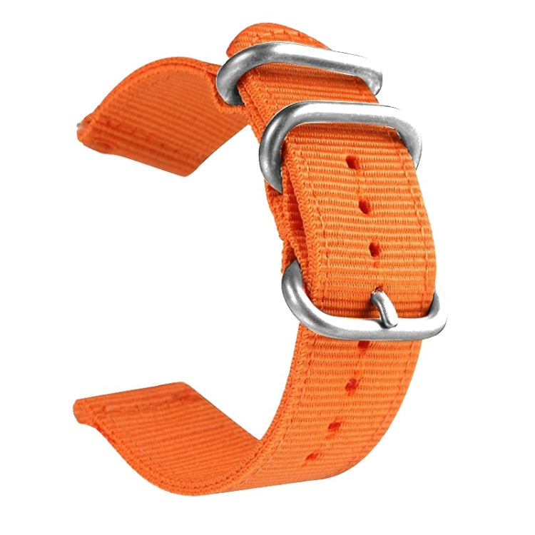Washable Nylon Canvas Watchband, Band Width:24mm(Orange with Silver Ring Buckle) - Watch Bands by PMC TechLife | Online Shopping South Africa | PMC TechLife | Buy Now Pay Later Mobicred