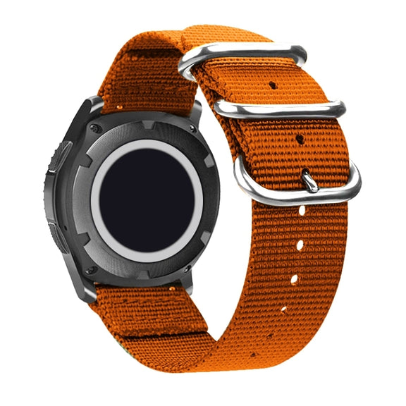 Washable Nylon Canvas Watchband, Band Width:24mm(Orange with Silver Ring Buckle)