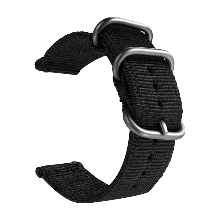 Washable Nylon Canvas Watchband, Band Width:24mm(Black with Silver Ring Buckle) - Watch Bands by PMC TechLife | Online Shopping South Africa | PMC TechLife | Buy Now Pay Later Mobicred
