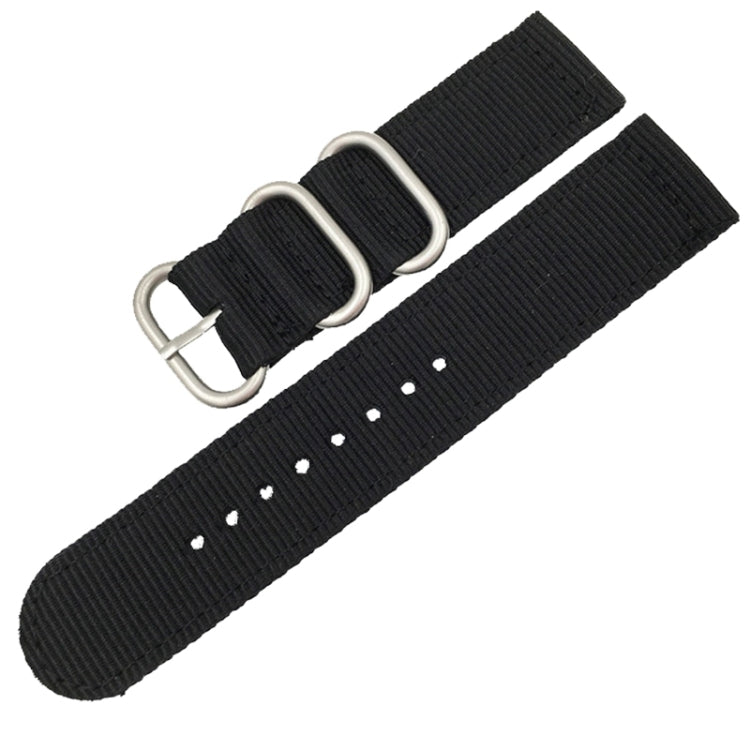 Washable Nylon Canvas Watchband, Band Width:24mm(Black with Silver Ring Buckle) - Watch Bands by PMC TechLife | Online Shopping South Africa | PMC TechLife | Buy Now Pay Later Mobicred