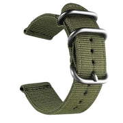 Washable Nylon Canvas Watchband, Band Width:24mm(Army Green with Silver Ring Buckle)