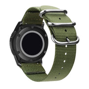 Washable Nylon Canvas Watchband, Band Width:24mm(Army Green with Silver Ring Buckle)
