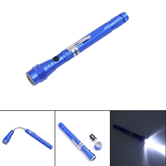 2 PCS 1W Flexible Magnet Camping Fishing Telescopic 360 Degrees Head Flashlight Outdoor Torch Magnetic Pick Up Tool Lamp(Blue) - free shipping - PMC Jewellery - Order now!