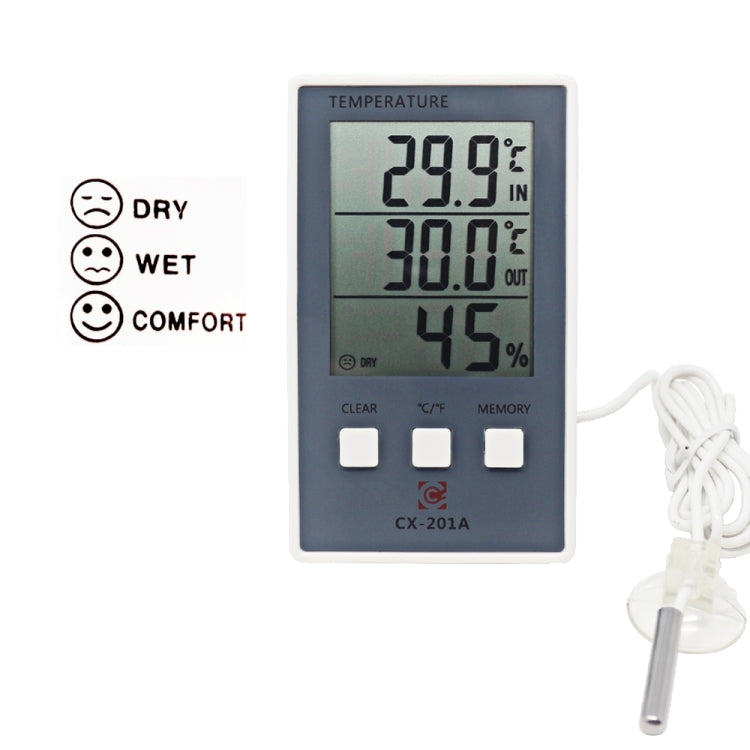CX-201A LCD Digital Weather Station Thermometer Hygrometer Indoor  Outdoor Temperature Humidity Meter with Temperature Sensor
