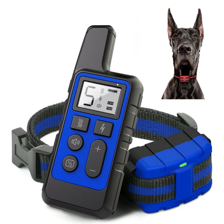500m Dog Training Bark Stopper Remote Control Electric Shock Waterproof Electronic Collar(Blue) - Training Aids by PMC Jewellery | Online Shopping South Africa | PMC Jewellery | Buy Now Pay Later Mobicred