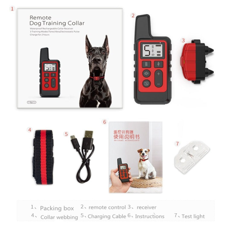 500m Dog Training Bark Stopper Remote Control Electric Shock Waterproof Electronic Collar(Red) - Training Aids by PMC Jewellery | Online Shopping South Africa | PMC Jewellery | Buy Now Pay Later Mobicred