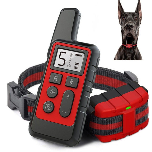 500m Dog Training Bark Stopper Remote Control Electric Shock Water-resistant Electronic Collar(Red)