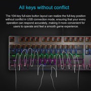 Rapoo V500 PRO Mixed Light 104 Keys Desktop Laptop Computer Game Esports Office Home Typing Wired Mechanical Keyboard(Tea Shaft)