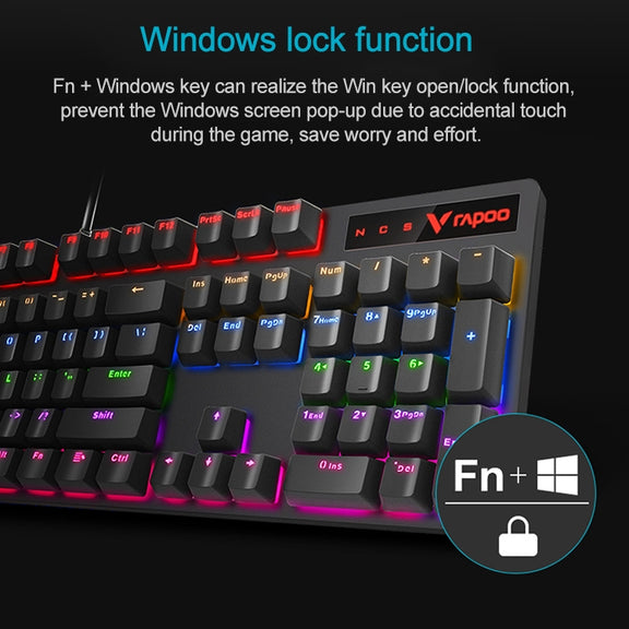 Rapoo V500 PRO Mixed Light 104 Keys Desktop Laptop Computer Game Esports Office Home Typing Wired Mechanical Keyboard(Tea Shaft)