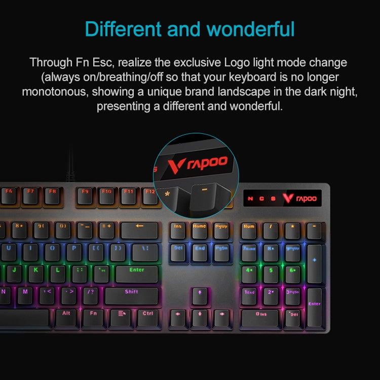 Rapoo V500 PRO Mixed Light 104 Keys Desktop Laptop Computer Game Esports Office Home Typing Wired Mechanical Keyboard(Tea Shaft) - free shipping - PMC Jewellery - Order now!