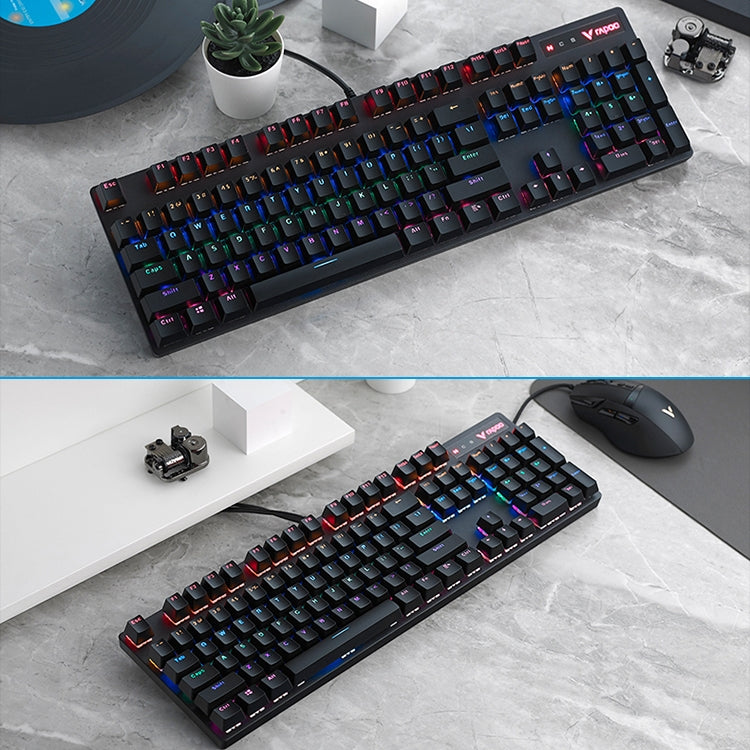 Rapoo V500 PRO Mixed Light 104 Keys Desktop Laptop Computer Game Esports Office Home Typing Wired Mechanical Keyboard(Tea Shaft)