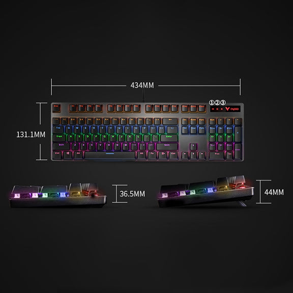 Rapoo V500 PRO Mixed Light 104 Keys Desktop Laptop Computer Game Esports Office Home Typing Wired Mechanical Keyboard(Tea Shaft)